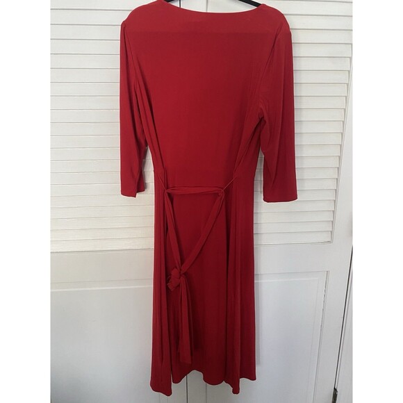 Ralph Lauren Womens Dress 16 Red NWOT V Neck Belt Formal Quiet Lux Wedding Guest - Picture 6 of 6